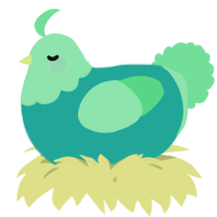 A turquoise and spring chicken with a head pattern