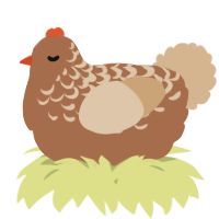A brown and beige chicken with a half-lace pattern