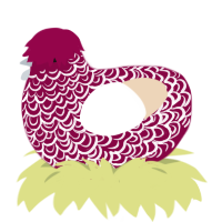 Big Mommy, a maroon and cream chicken with a double-lace pattern