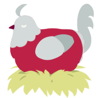A crimson and silver chicken with a head pattern
