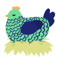 A spring and navy chicken with a lace pattern