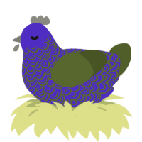 A indigo and olive chicken with a double-lace pattern