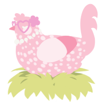 A rose chicken with a speckle pattern