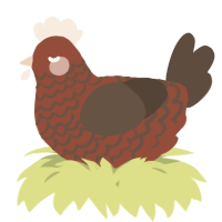 A russet and bark chicken with a lace pattern