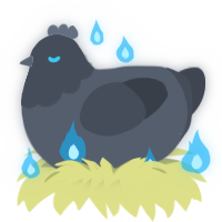 Spectre, a sapphire and teal chicken with a head pattern