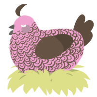 A pink and bark chicken with a double-lace pattern