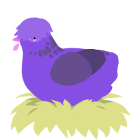 Blueberry Smoothie, a blurple and overcast chicken with a neck-speckle pattern