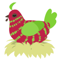 A crimson and grass chicken with a bar pattern