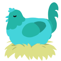 A aqua and turquoise chicken with a head pattern