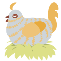 A mist and honey chicken with a bar pattern