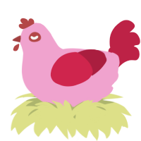 A pink and crimson chicken