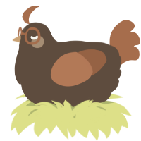 A bark and brown chicken