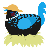A sable and sky chicken with a half-lace pattern
