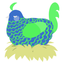 A gold and plum chicken with a lace pattern