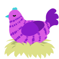 A orchid and violet chicken with a bar pattern