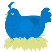 Chatty Bluebird, a sapphire chicken with a speckle pattern