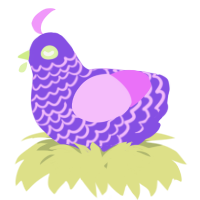 A blurple and lavender chicken with a lace pattern