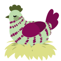 A gluppy and wine chicken with a bar pattern