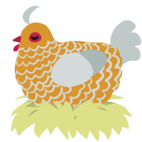 A orange and silver chicken with a lace pattern