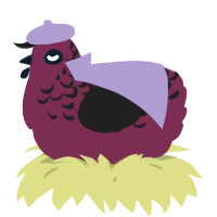 A maroon and sable chicken with a half-lace pattern