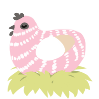 A rose and cream chicken with a bar pattern