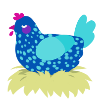 Perfect Blue, a ultramarine and aqua chicken with a speckle pattern