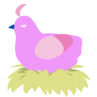 Bubblegum, a lavender and pink chicken