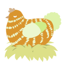A orange and apple chicken with a bar pattern