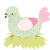 A gluppy and rose chicken with a double-lace pattern