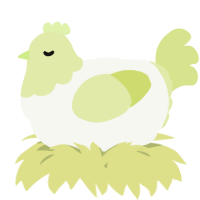 A white and lemon chicken with a head pattern
