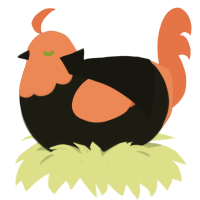 Victoria, a sable and vermilion chicken with a head pattern