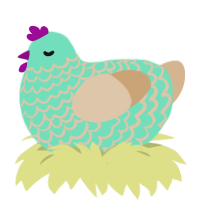 Beans, a mint and beige chicken with a lace pattern