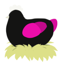 Molière the Great, a black and fuchsia chicken