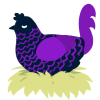 A tumblr and violet chicken with a lace pattern