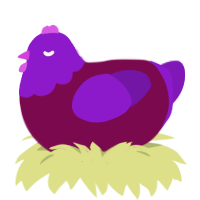 A wine and violet chicken with a head pattern
