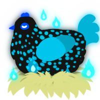 A black and sea chicken with a speckle pattern