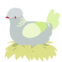 A silver and apple chicken with a neck-band pattern