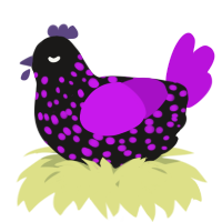 A sable and amethyst chicken with a speckle pattern