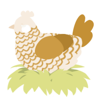 A cream and gold chicken with a lace pattern
