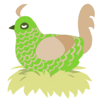 A grass and beige chicken with a lace pattern