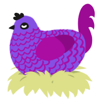 A blurple and plum chicken with a lace pattern