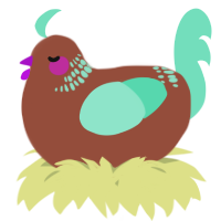 A russet and mint chicken with a neck-band pattern
