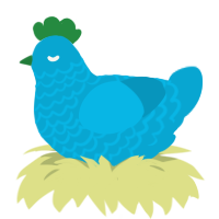 A cerulean chicken with a lace pattern