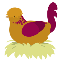 A ochre and maroon chicken with a neck-speckle pattern