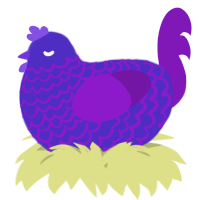 A indigo and violet chicken with a lace pattern