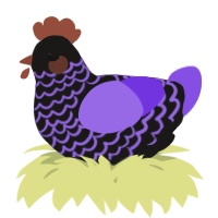 A sable and blurple chicken with a lace pattern