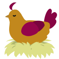 A ochre and maroon chicken