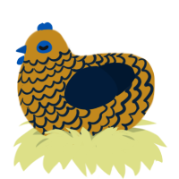 A ochre and tumblr chicken with a lace pattern