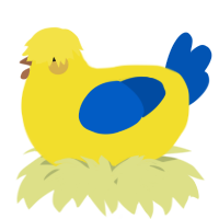 A yellow and ultramarine chicken