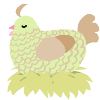 A apple and beige chicken with a lace pattern